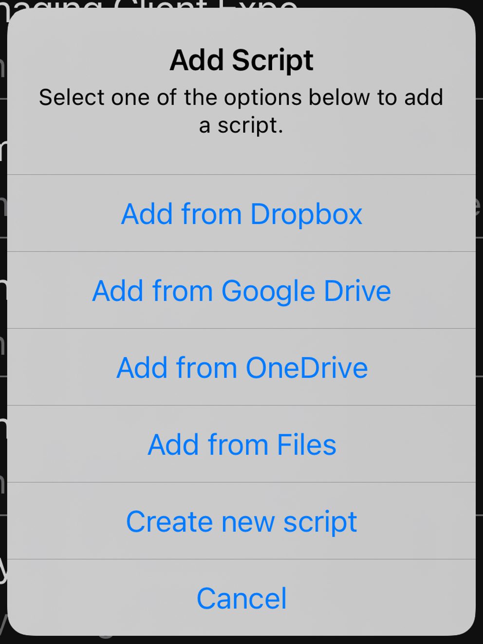 Add import script options