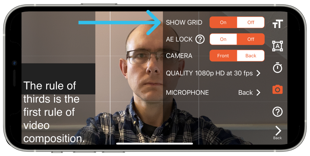 Teleprompter App Grid Settings