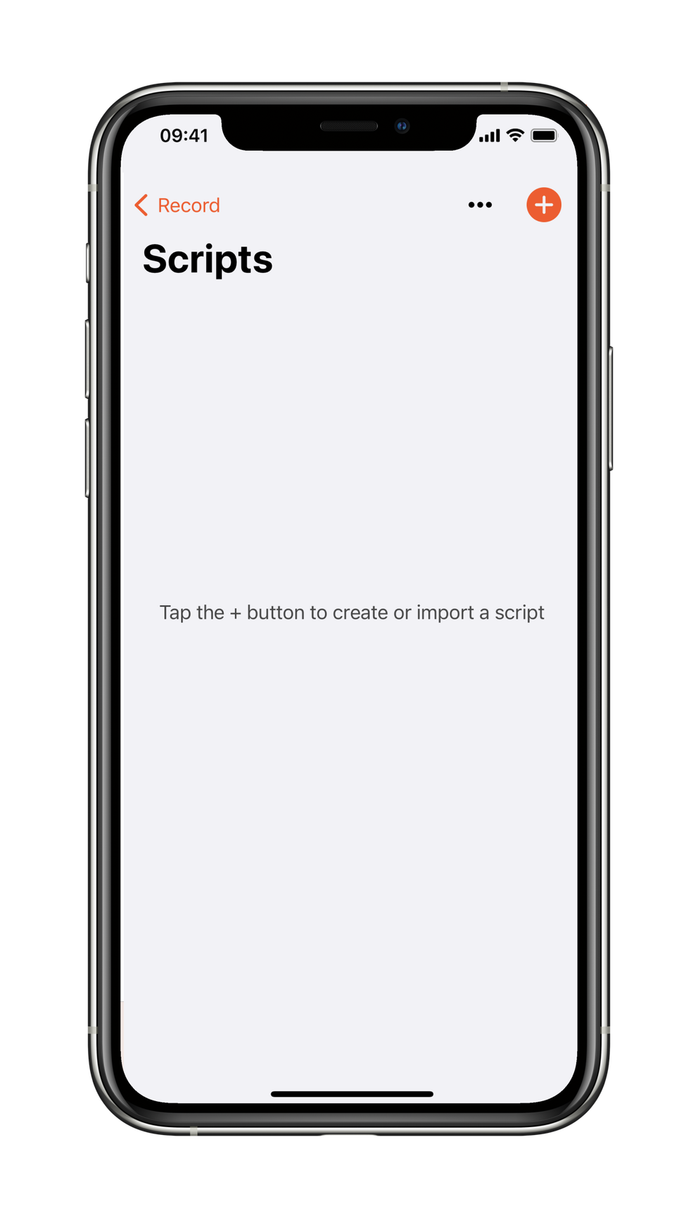 Tap + to create or import a script