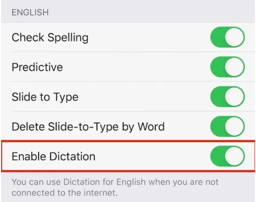 Enable dictation