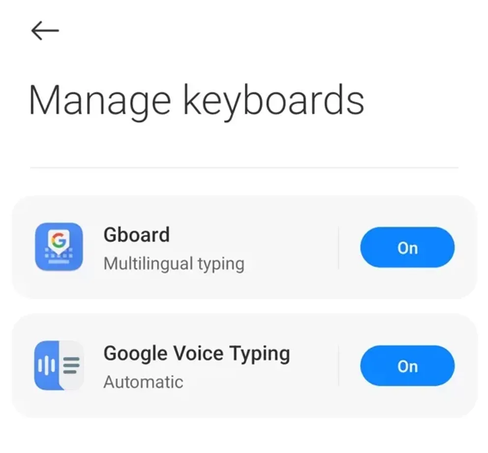Manage keyboards