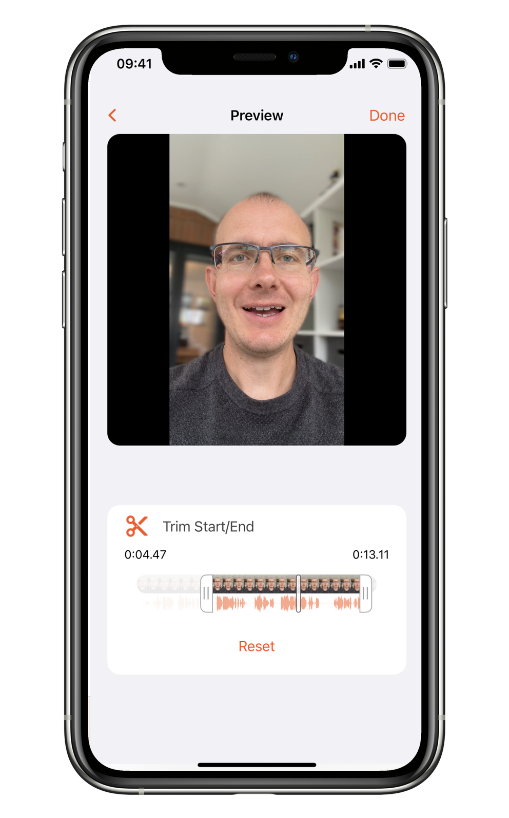 Trim start or end of i OS video recording