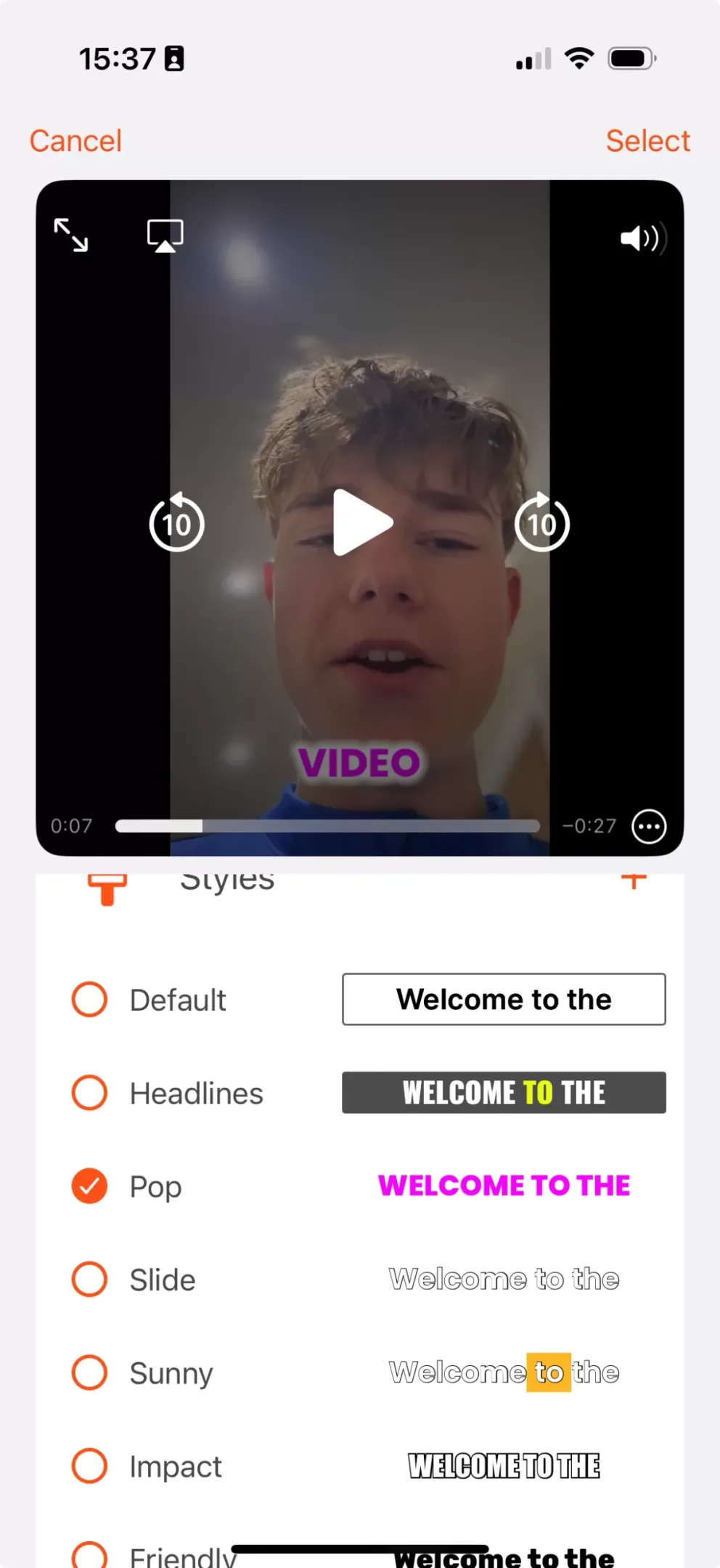 Caption styles scaled